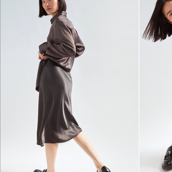 Babaton Slip Skirt in Rich Mocha Brown - Picture 2 of 3